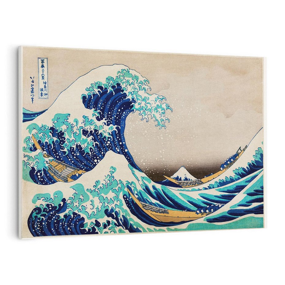 Obraz na płótnie 70x50 - "Wielka Fala u wybrzeży Kanagawy" Katsushiki Hokusai - Reprodukcja - reprodukcja, obraz na płótnie