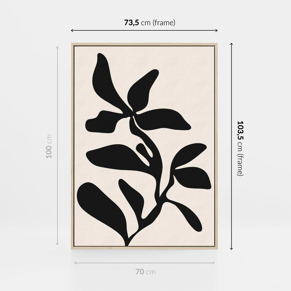 Obraz w ramie 70x100 - Wibracje Akwarelowych Ścieżek - abstrakcyjny minimalistyczna kwiat, czarno biały plakat - rama drewno
