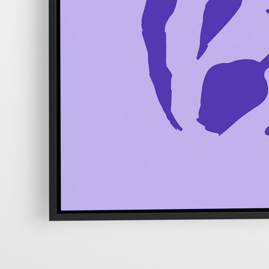 Obraz w ramie 50x70 - Boho Sztuka Wolności - kwiaty, energetyczne fioletowe tło - rama czarna
