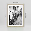 Plakat w ramie 50x70 - Rower w Kontraście - rower, czarno - rama drewno
