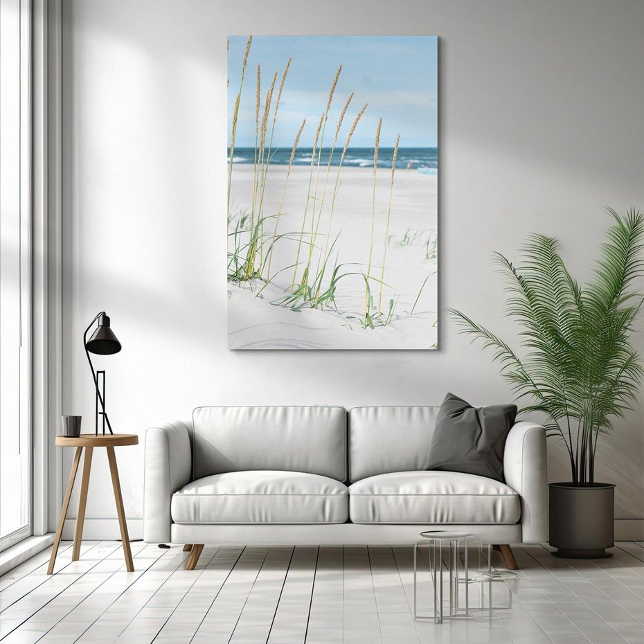 Obraz na płótnie 50x70 - Przytulna Śródziemnomorska Trawa - plaża, trawy