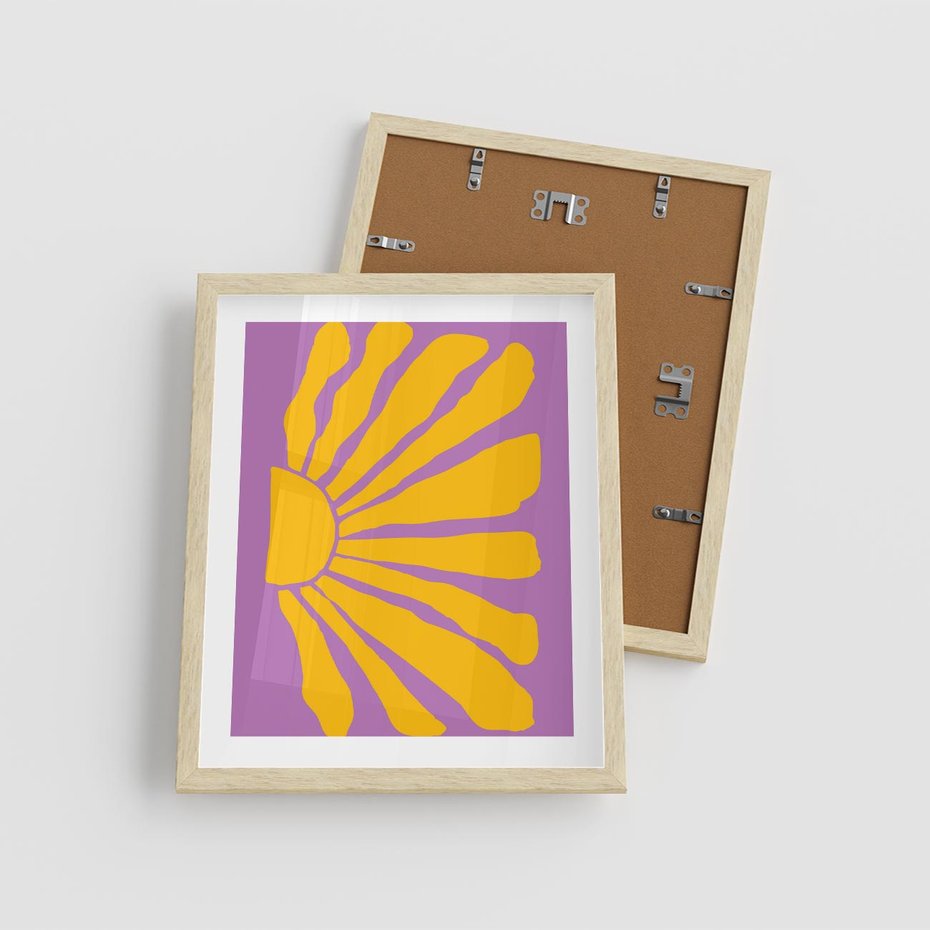 Plakat w ramie 40x50 - Podróżne Kontury - abstrakcyjny plakat, intensywne różowe tło - rama drewno