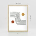 Plakat w ramie 30x40 - Kontury Harmonii - nieregularne linie, koła - rama drewno