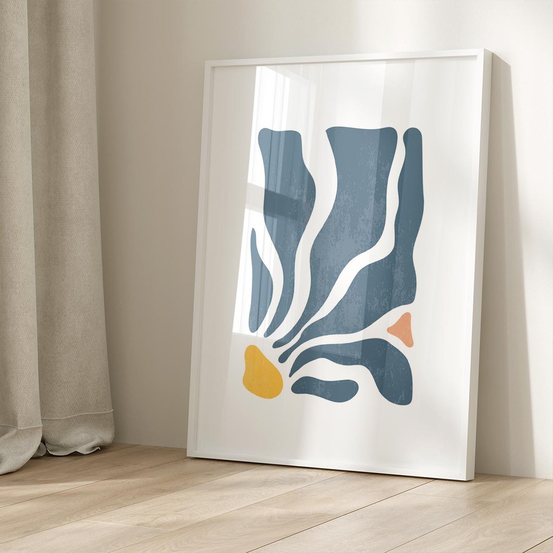 Plakat w ramie 30x40 - Szkice Kwiatowych Promieni - nowoczesna kwiatowa grafika, styl retro - rama biała