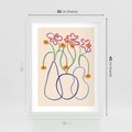 Plakat w ramie 30x40 - Migocące Pastelowe Impresje - minimalistyczny abstrakcyjny obraz, prymitywne kwiatki - rama biała