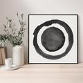 Obraz w ramie 50x50 - Bezgraniczne Widoki - abstrakcyjne plamy okręgi, akwarelowe - rama czarna