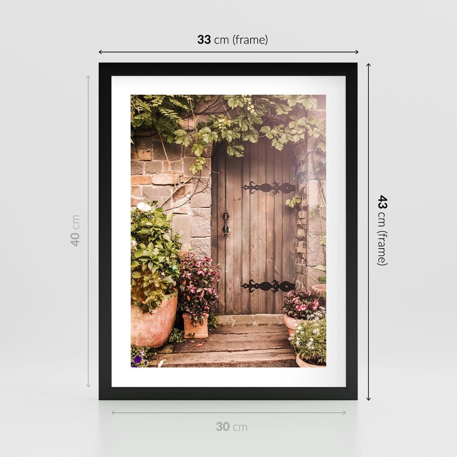 Plakat w ramie 30x40 - Wyjątkowy Klimat - drzwi, stare - rama czarna