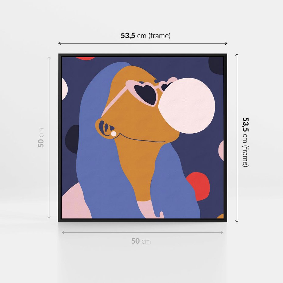 Obraz w ramie 50x50 - Odbicie Kobiety - nowoczesny plakat, styl retro - rama czarna