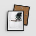 Plakat w ramie 40x50 - Zimowy Azyl - domek w górach, śnieg - rama czarna