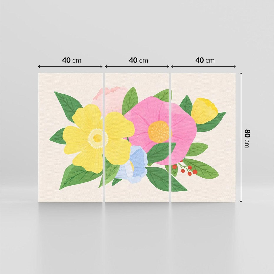 Obraz na płótnie 120x80 - Kwiatowy Uśmiech - kwiaty, akwarela