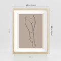 Plakat w ramie 40x50 - Intrygujące Szkice - mnimalistyczny akt kobiecy, beżowa tonacja - rama drewno