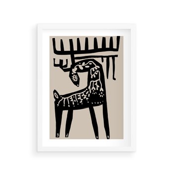 Plakat w ramie 30x40 - Konturem Zdefiniowany - skandynawska sztuka, jeleń - rama biała