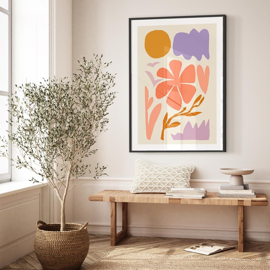 Plakat w ramie 30x40 - Nowoczesne Światło - abstrakcyjny obraz, pastelowe kolory - rama czarna