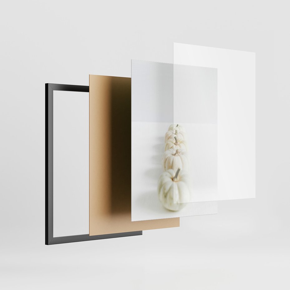 Zestaw obrazy w ramie 40x50 galeria - Białe, dynie, minimalizm - rama czarna