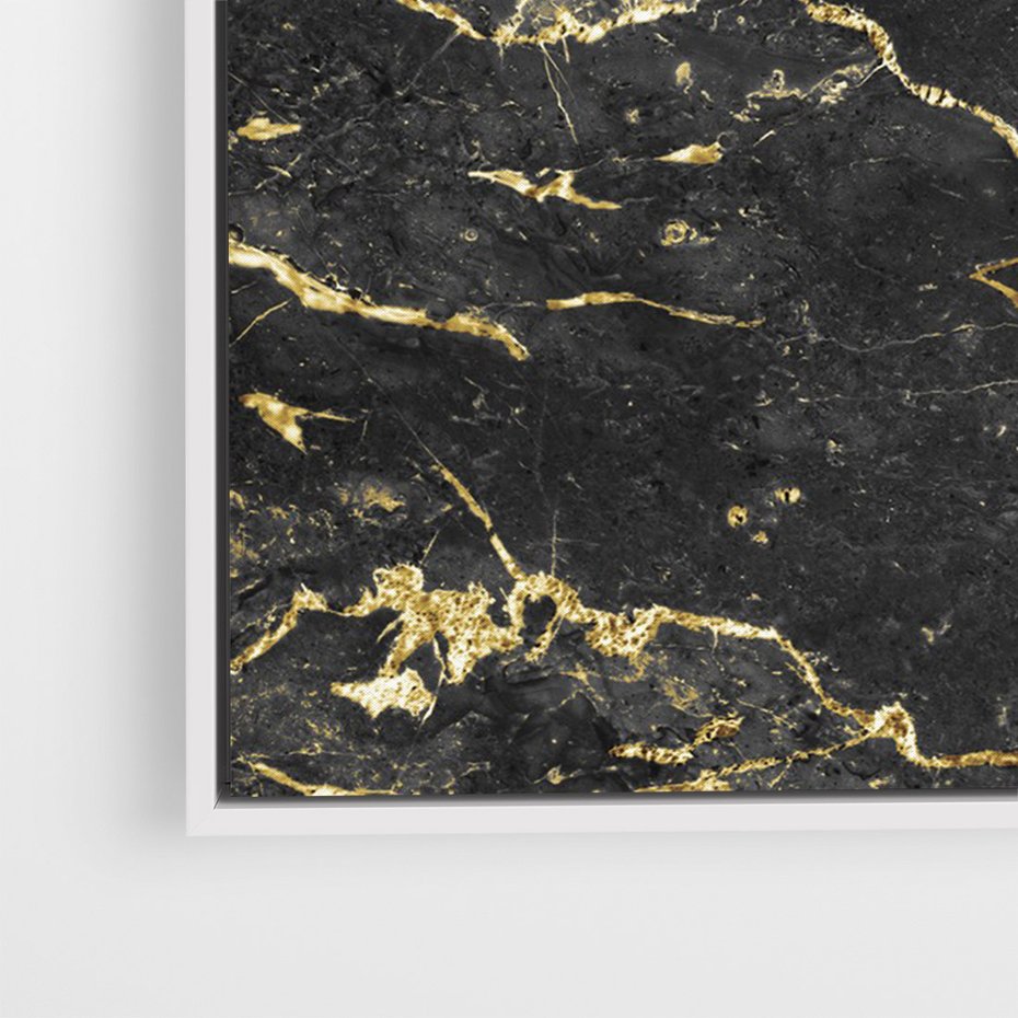 Obraz w ramie 80x120 - Egzotyczny Blask - marmur, złoto - rama biała