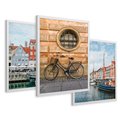 Zestaw obrazy w ramie 40x50 galeria - Kopenhaga, Holandia, rower, domki, port - rama biała