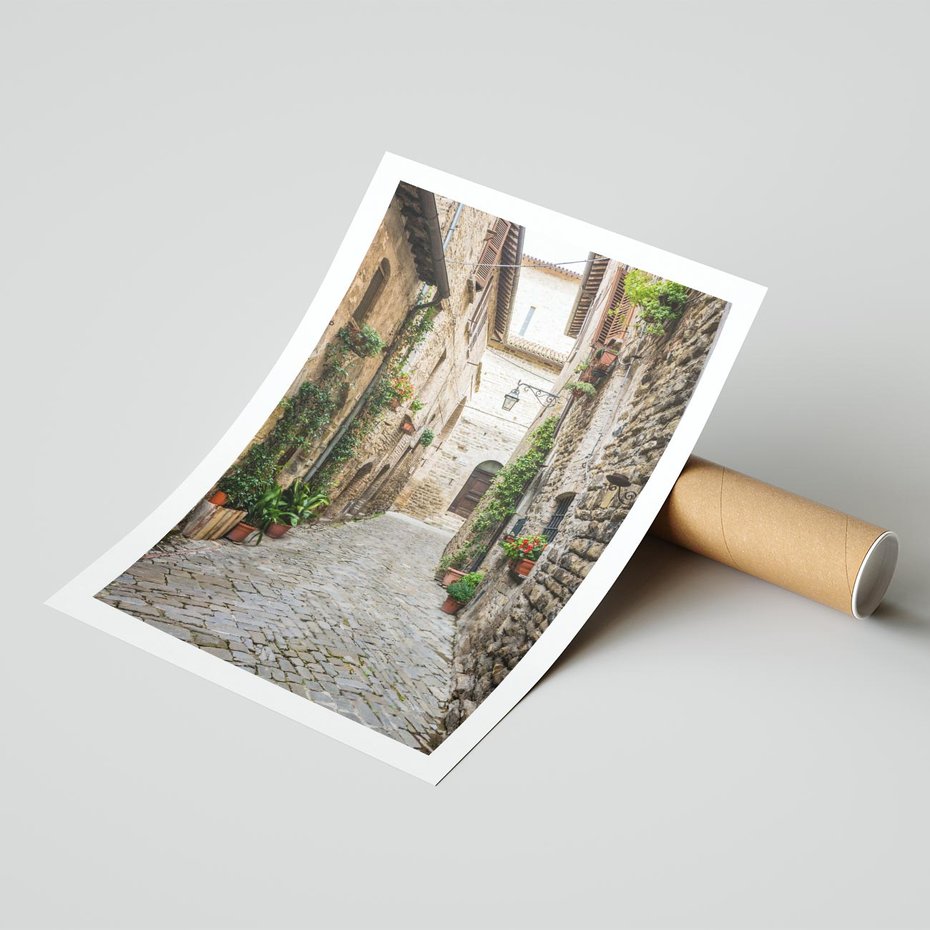 Plakat bez ramy 21x30 - Urok Uliczki we Włoszech - uliczka, Włochy