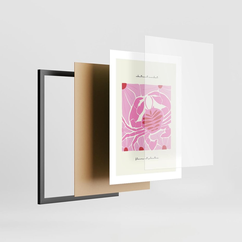 Plakat w ramie 30x40 - Rozświetlone Impresje - abstrakcyjny plakat, krab - rama czarna