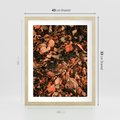 Plakat w ramie 40x50 - Jesienny Splot: Pomarańczowe Liście - liście, pomarańczowe suche liście - rama drewno