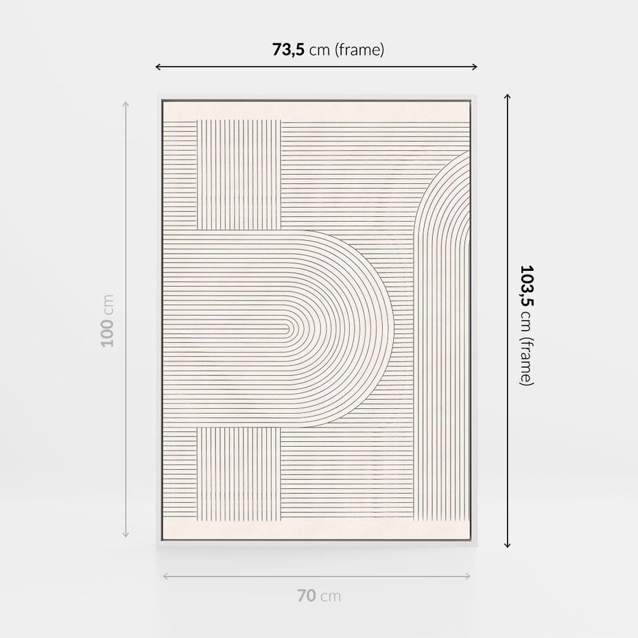 Obraz w ramie 70x100 - Geometryczna Elegancja Mid Century - mid century, minimalizm - rama biała