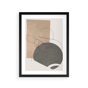 Plakat w ramie 30x40 - Geometryczna Elegancja: One Line - geometria, nowoczesna sztuka - rama czarna