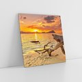 Obraz na płótnie 30x30 - Magia zachodu słońca nad morzem - plaża, morze