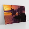 Obraz na płótnie 120x80 - Zachód słońca - Palmy nad morzem - zachód słońca, palmy