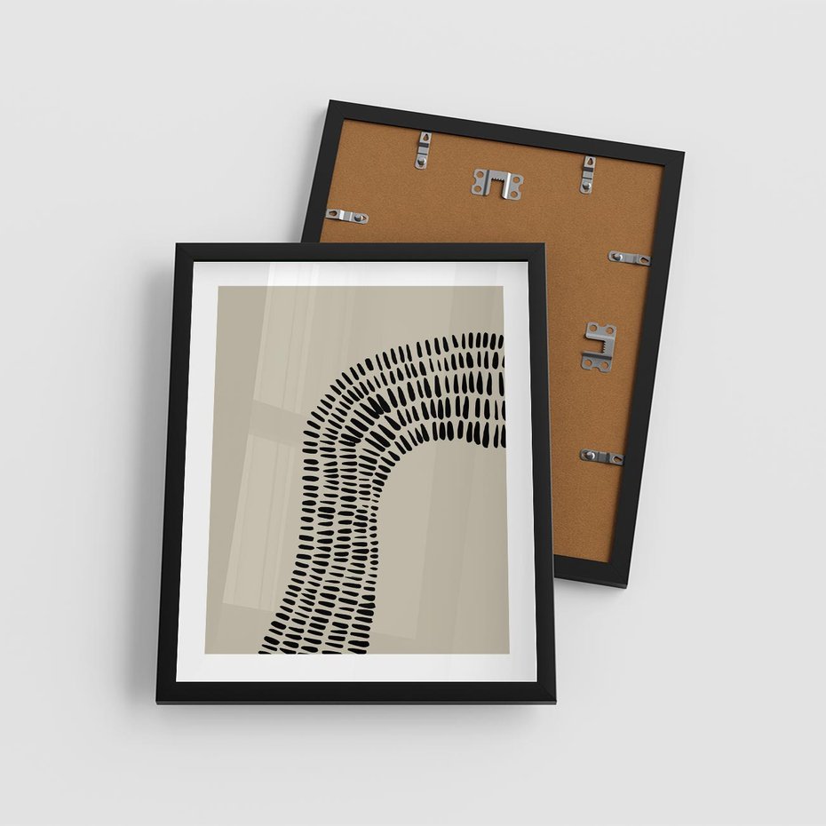 Plakat w ramie 40x50 - Migotliwa Innowacyjna Ekspresja - boho plakat, czarne kropki kreski - rama czarna