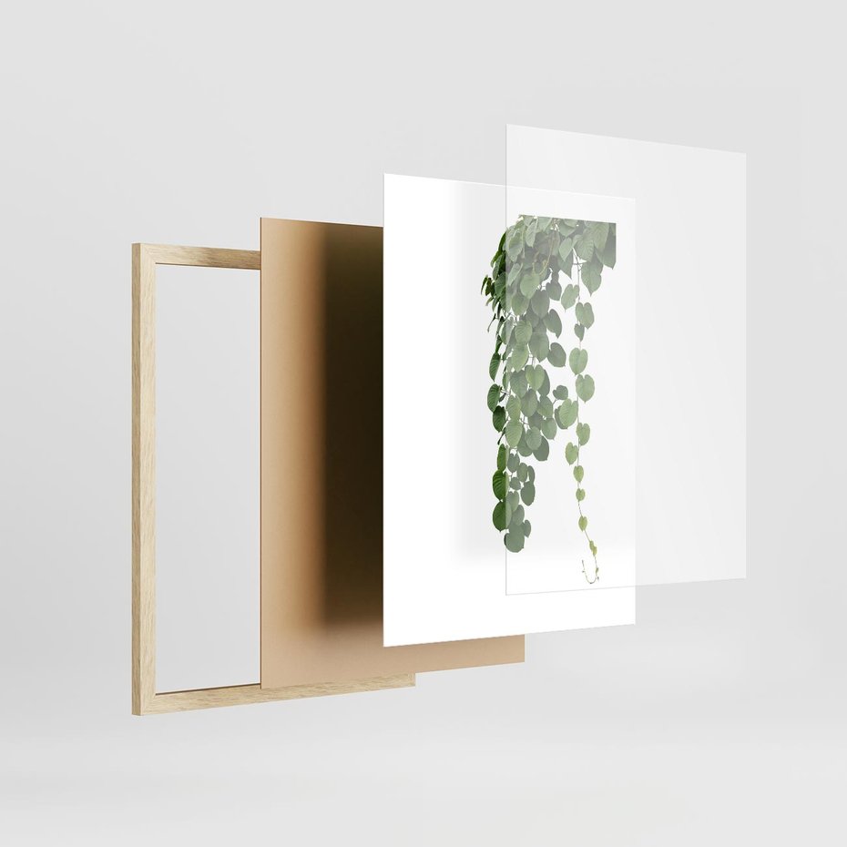 Plakat w ramie 30x40 - Świeżość Natury - liście, zielone - rama drewno