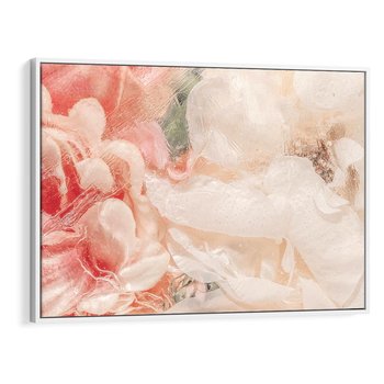 Obraz w ramie 70x50 - Kwiatowe hafty marzeń - abstrakcja przypominająca kwiaty, róże - rama biała