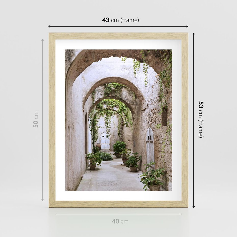 Plakat w ramie 40x50 - Urokliwa Zaułek - klimatyczna, uliczka - rama drewno