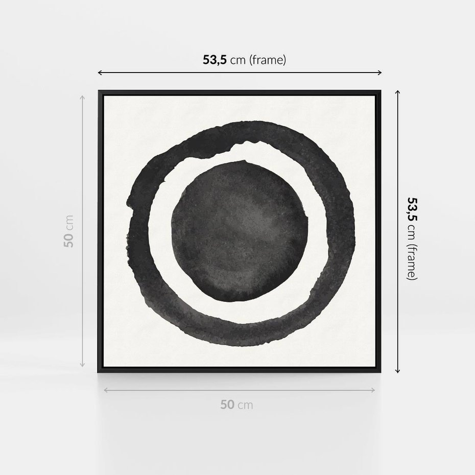 Obraz w ramie 50x50 - Bezgraniczne Widoki - abstrakcyjne plamy okręgi, akwarelowe - rama czarna