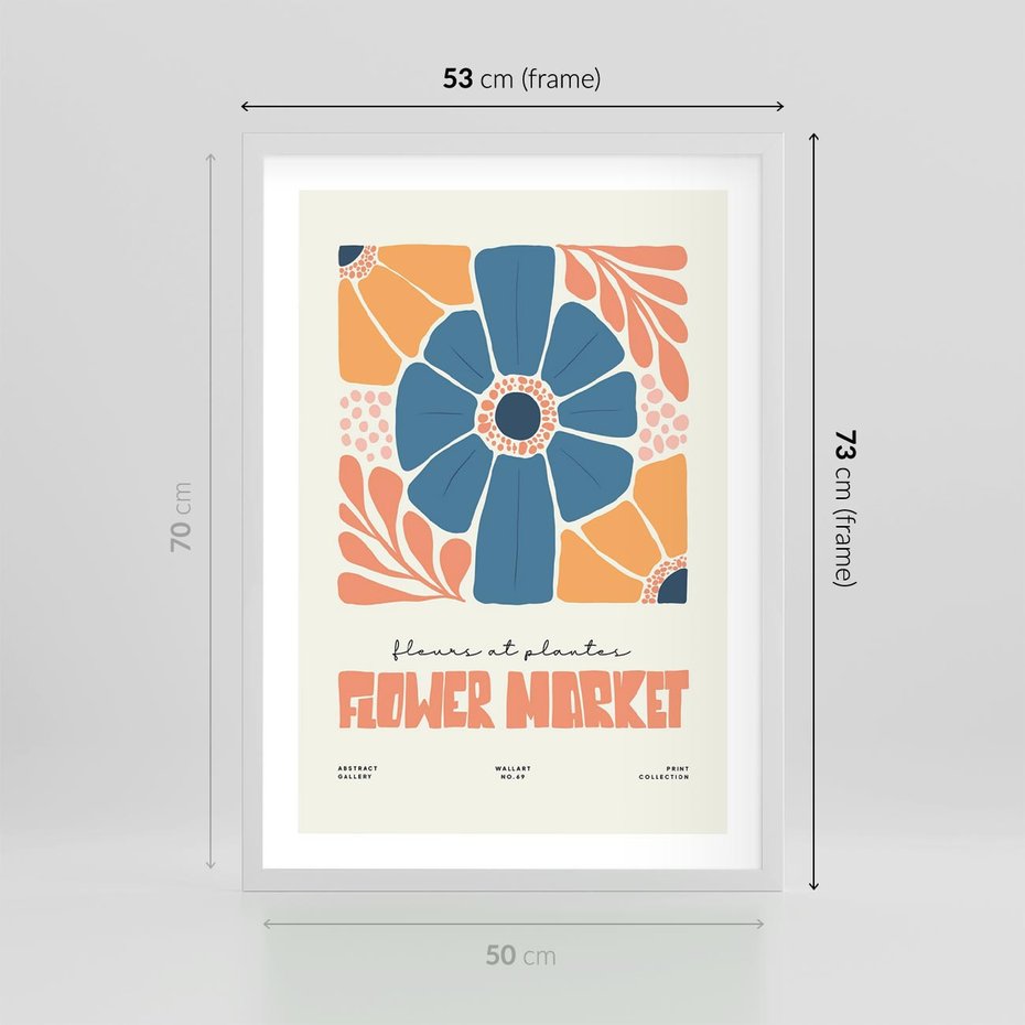 Plakat w ramie 50x70 - Rozbijające Widoki - kwiaty, nowoczesny plakat - rama biała