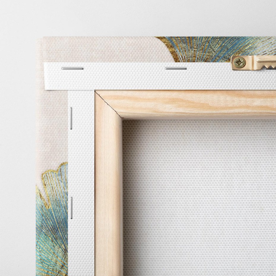 Obraz na płótnie 80x80 - Złota Melodia Liści - złote, turkusowe liście miłorzębu