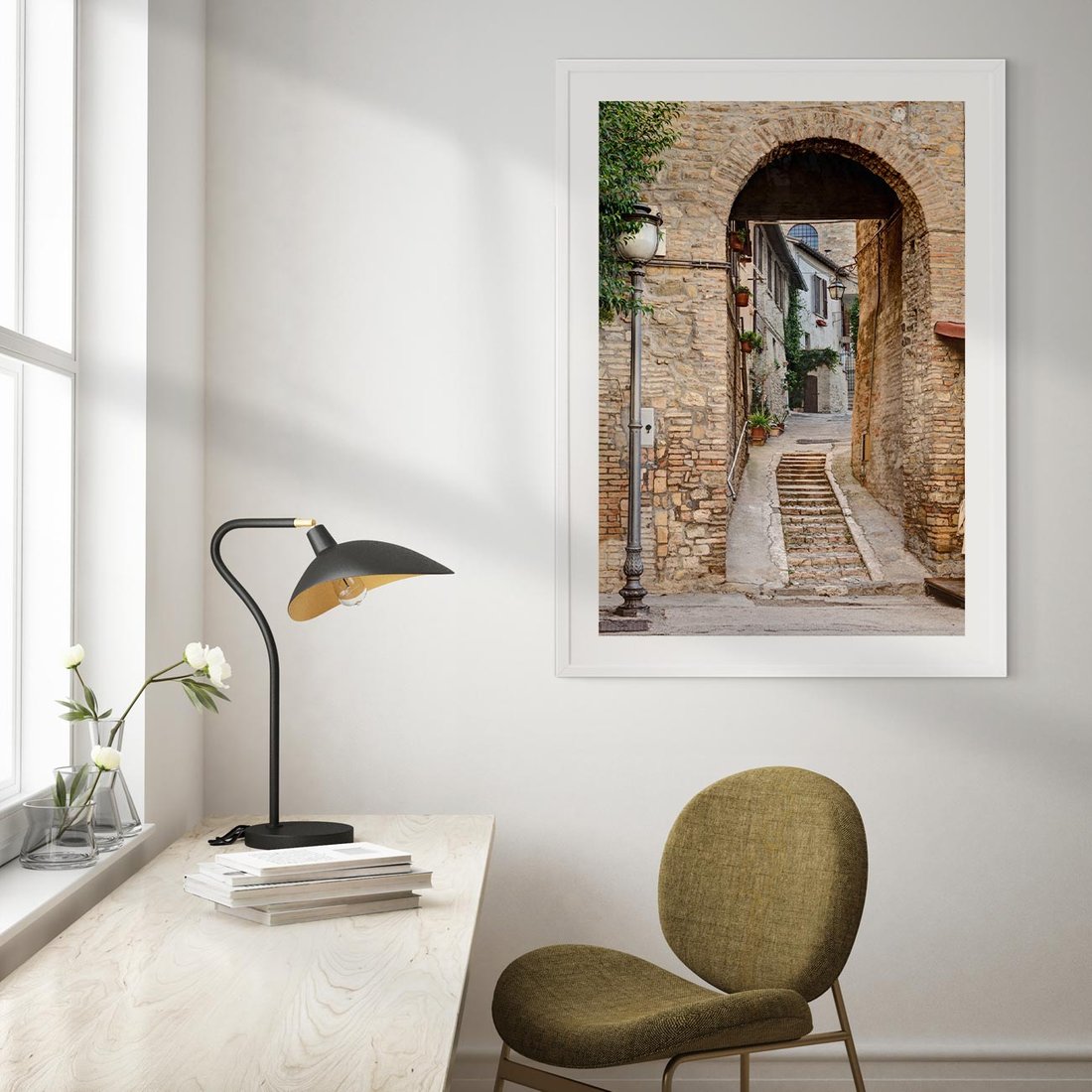 Plakat bez ramy 30x40 - Klimatyczna Uliczka w Grecji - uliczka, Grecja