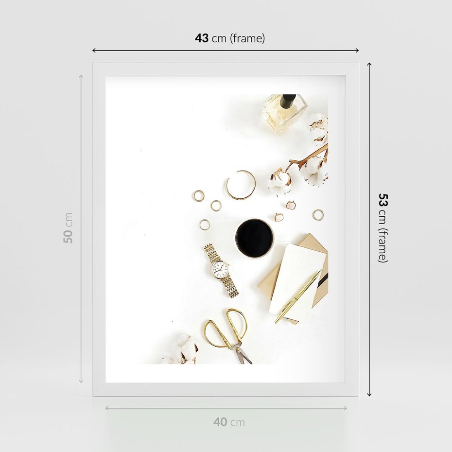 Plakat w ramie 40x50 - Luksusowy Lifestyle - kompozycja lifestyle, fotografia - rama biała