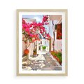 Plakat w ramie 50x70 - Kwiatowa uliczka wakacji - kwiaty, uliczka - rama drewno