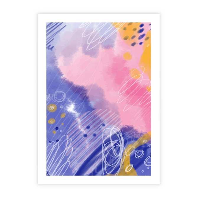 Plakat bez ramy 21x30 - Migocące Granice Kształtów - abstrakcyjny plakat, pastelowe kolory