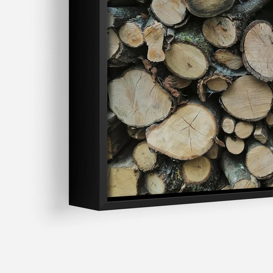 Obraz w ramie 50x50 - Bliskość Natury - drewno, las - rama czarna