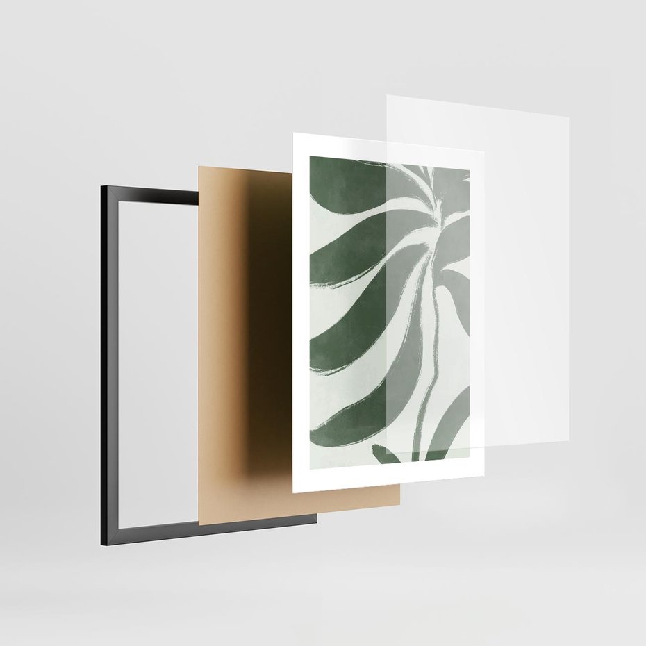 Plakat w ramie 30x40 - Zieleń Wewnętrznego Spokoju - zielony plakat, roślinne inspiracje - rama czarna