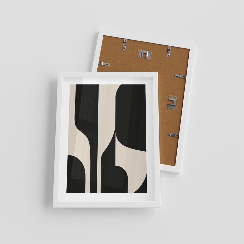 Plakat w ramie 30x40 - Abstrakcyjne Linie - boho plakat, rycina - rama biała