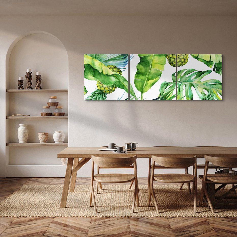 Obraz na płótnie 150x50 - Oaza Natury - liście, tropikalne