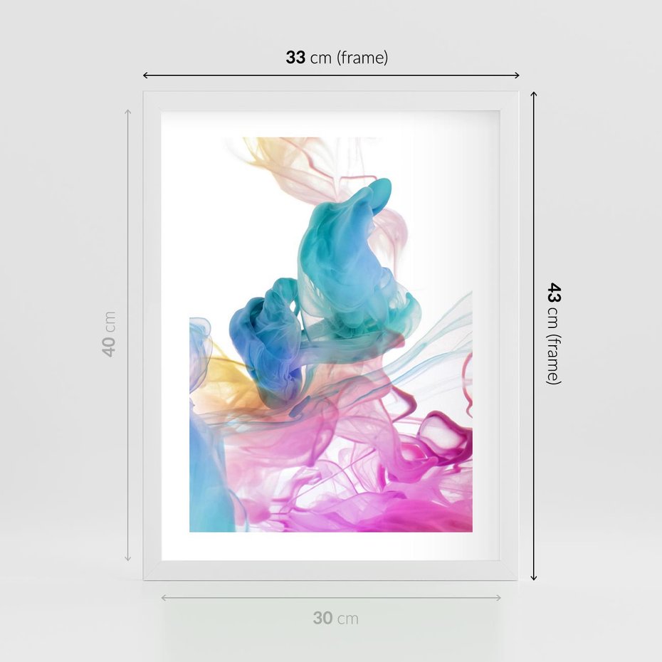 Plakat w ramie 30x40 - Abstrakcyjne Pastelowe Piękno - abstrakcja, pastelowe - rama biała