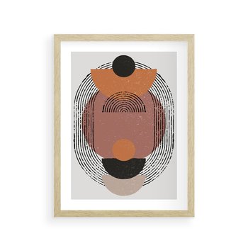 Plakat w ramie 40x50 - Abstrakcja w Odcieniach Brązu i Beżu - geometria, abstrakcyjna grafika - rama drewno