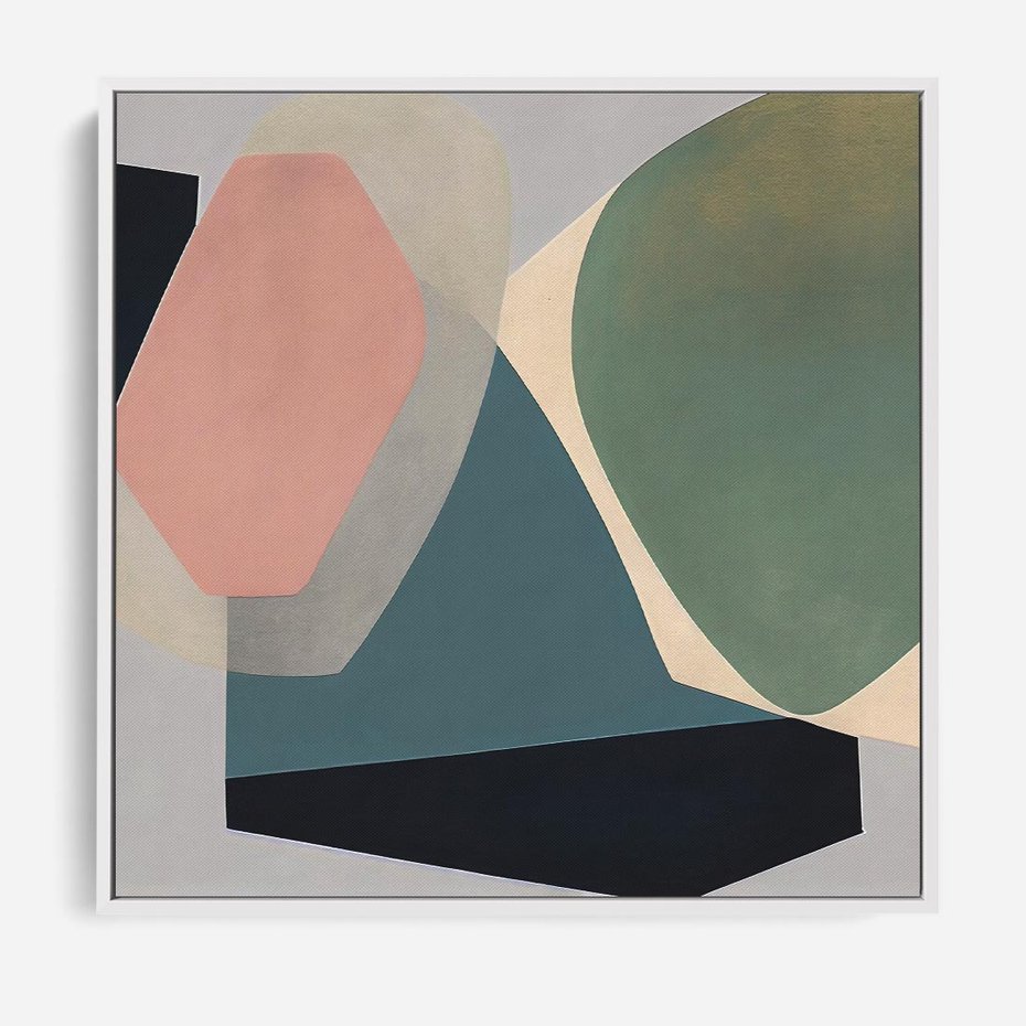 Obraz w ramie 50x50 - Szare Tło Plam - abstrakcyjne plamy, kształty - rama biała