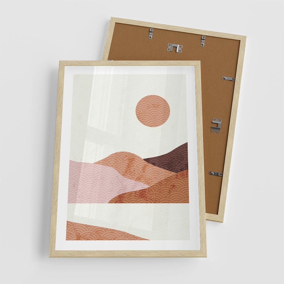 Plakat w ramie 50x70 - Górskie Wzory - nowoczesna sztuka, góry - rama drewno