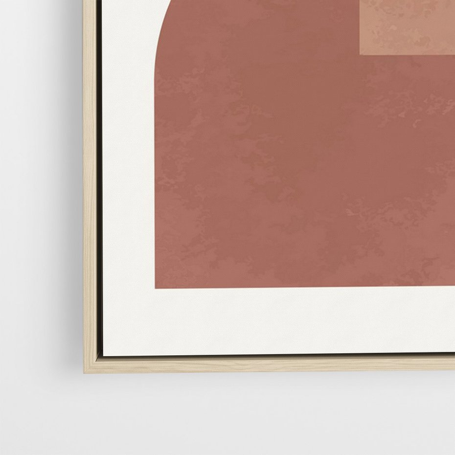 Obraz w ramie 70x100 - Harmonijne Widoki - abstrakcyjne geometryczne kształty, odcienie brązu i beżu - rama drewno