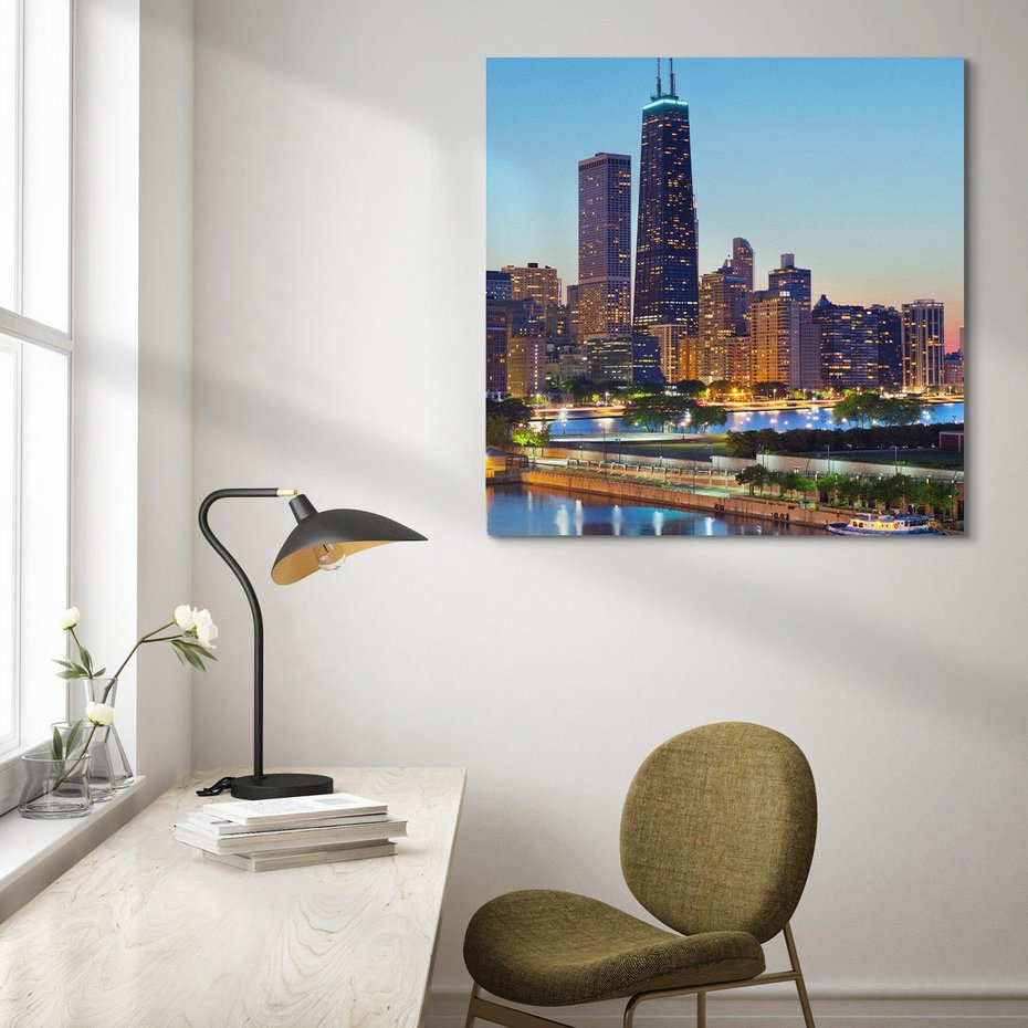 Obraz na płótnie 80x80 - Miasto nad Rzeką - miasto, rzeka