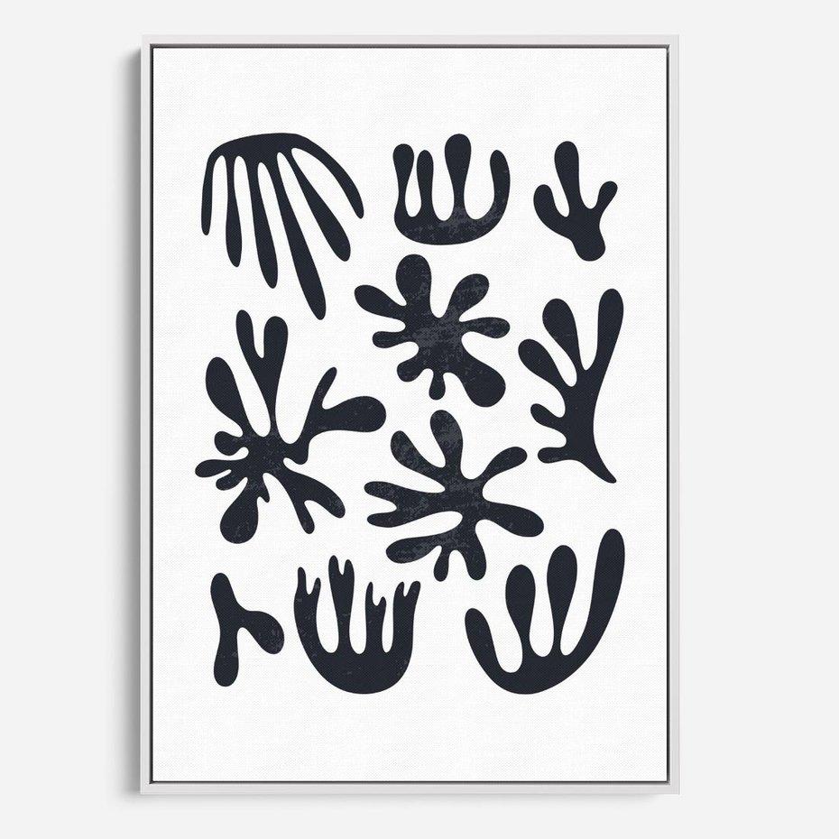 Obraz w ramie 50x70 - Rozmyte Granice Wspomnień - inspiracja mattise, abstrakcja - rama biała