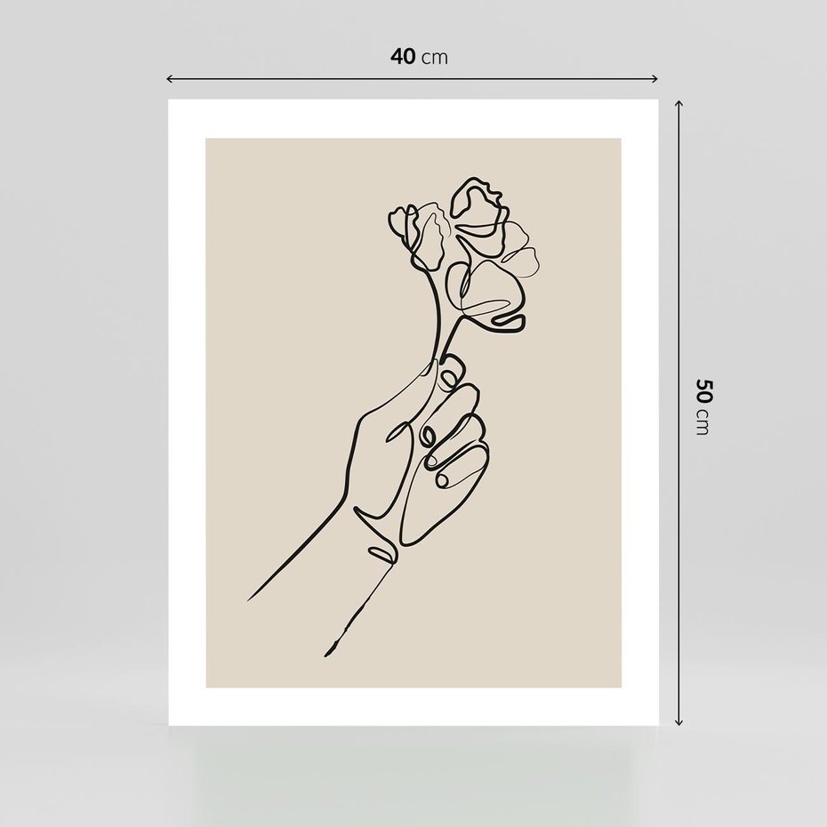 Plakat bez ramy 40x50 - Szkic Kwiatu - kwiat w dłoni, szkic